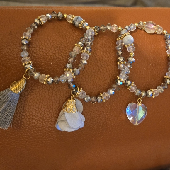 Other - Elegant Beaded Bracelet Set with Charms